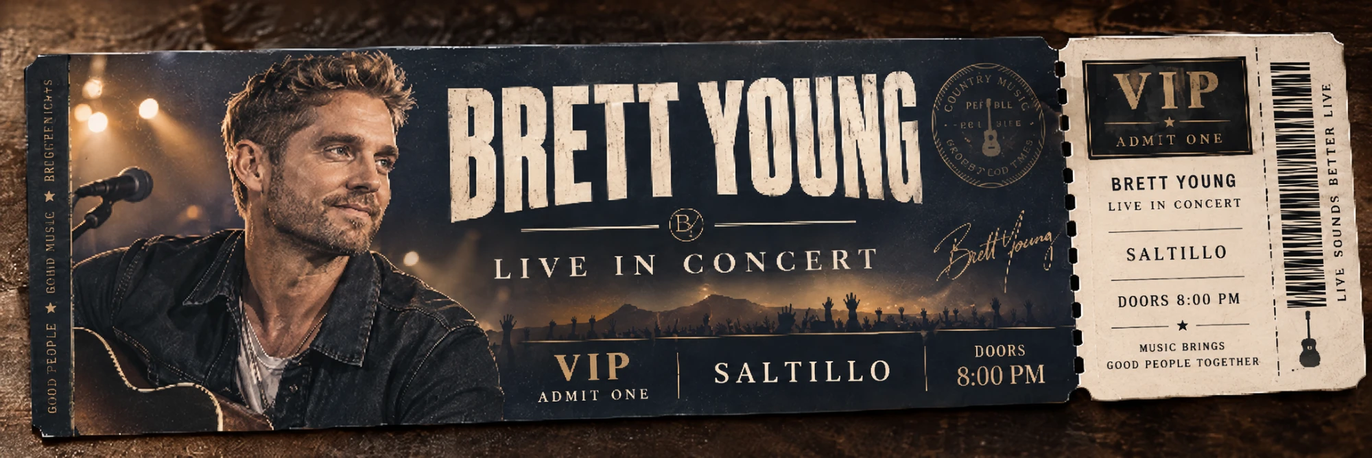 Boleto VIP Brett Young Live in Concert — Saltillo